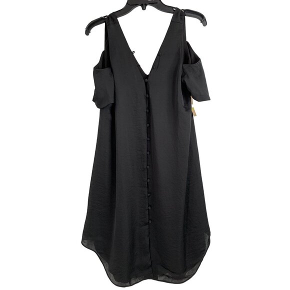Rachel Rachel Roy Size S/M Black Double V Swing Dress Cold Shoulder Mini 6945 - Picture 5 of 16